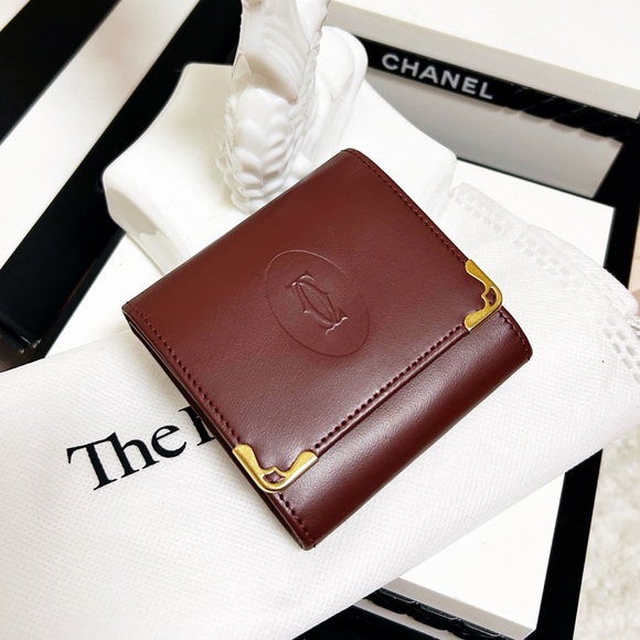 Authentic Cartier Vintage Maroon Coin Pouch / Change Wallet / Purse - Picture 8 of 10